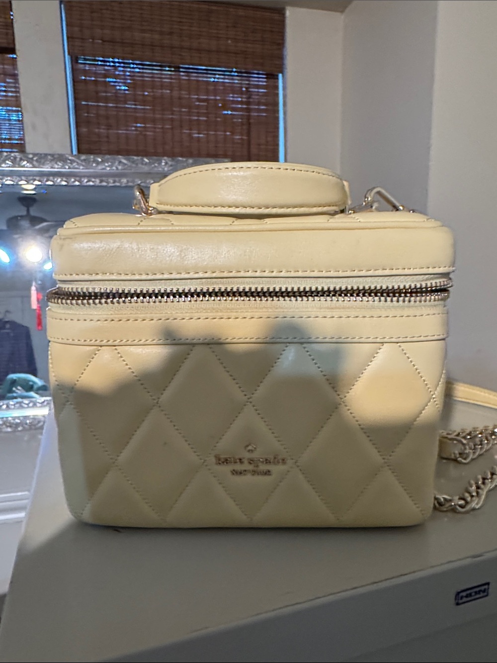 kate spade Cream Quilted Vanity Crossbody with Chain Strap